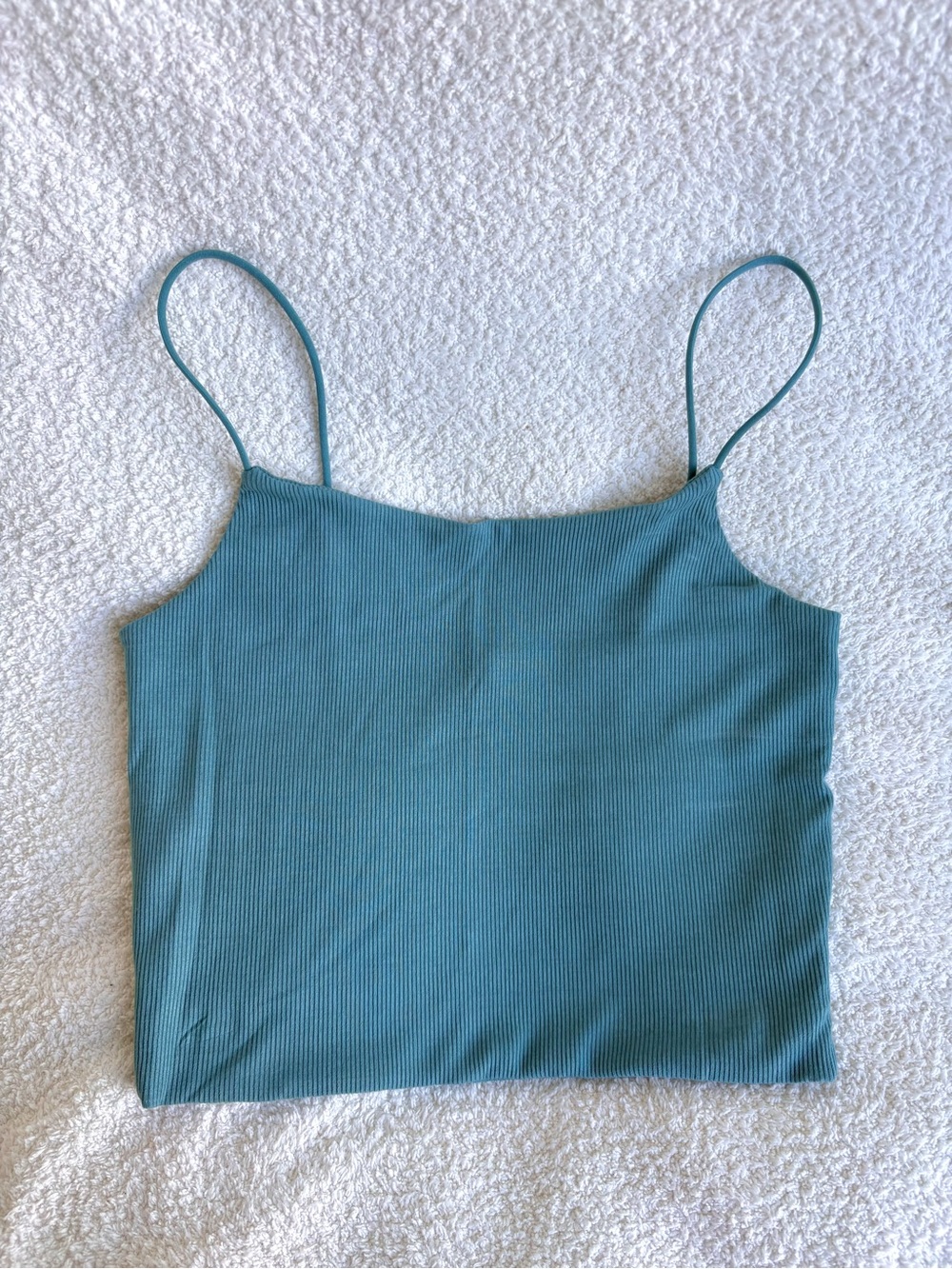Round Neck Spaghetti Straps Rib Knit Cropped Top